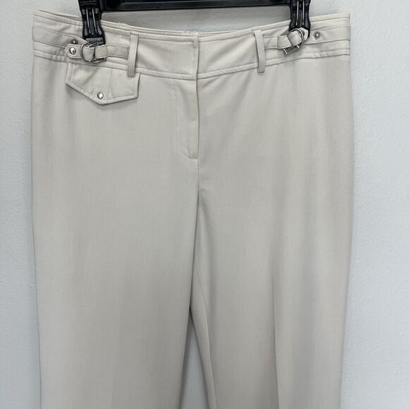 Larry Levine | Stretch Khaki Capri Pants Womens Size 10 Mid Rise Cuffed Beige - Picture 3 of 6